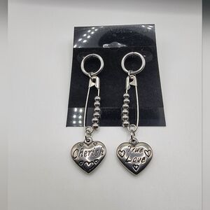 "Cherish True Love" Safety Pin Earrings *